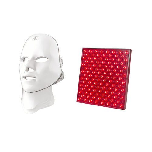 7-in-1 LED Light Therapy Face & Neck Mask + LED Red Light Therapy Panel