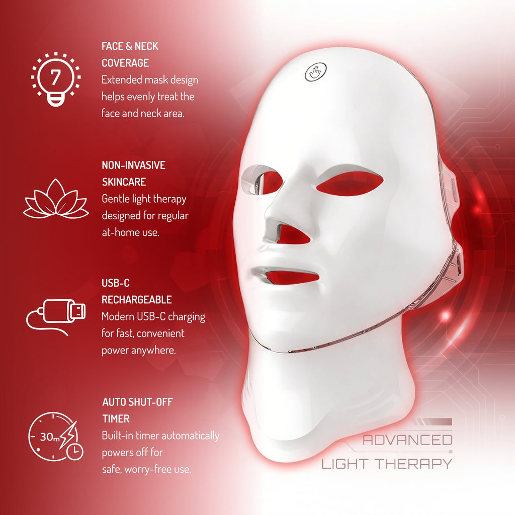 7-in-1 LED Light Therapy Face & Neck Mask + LED Red Light Therapy Panel