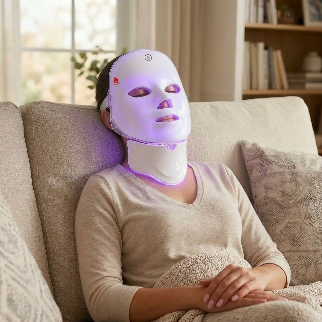 7-in-1 LED Light Therapy Face & Neck Mask + LED Red Light Therapy Panel