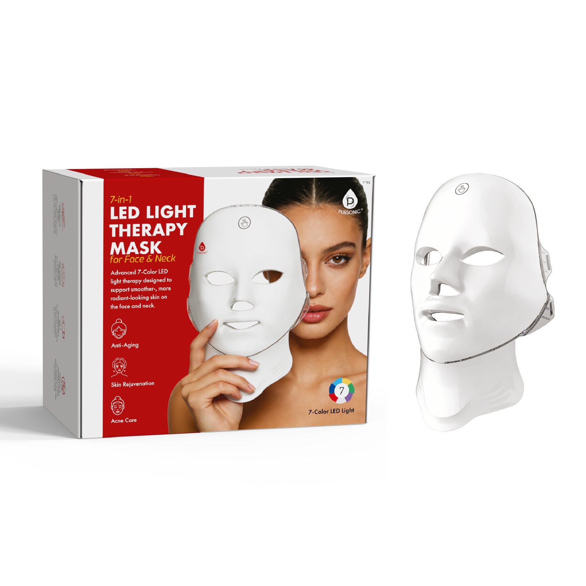 7-in-1 LED Light Therapy Face & Neck Mask + LED Red Light Therapy Panel